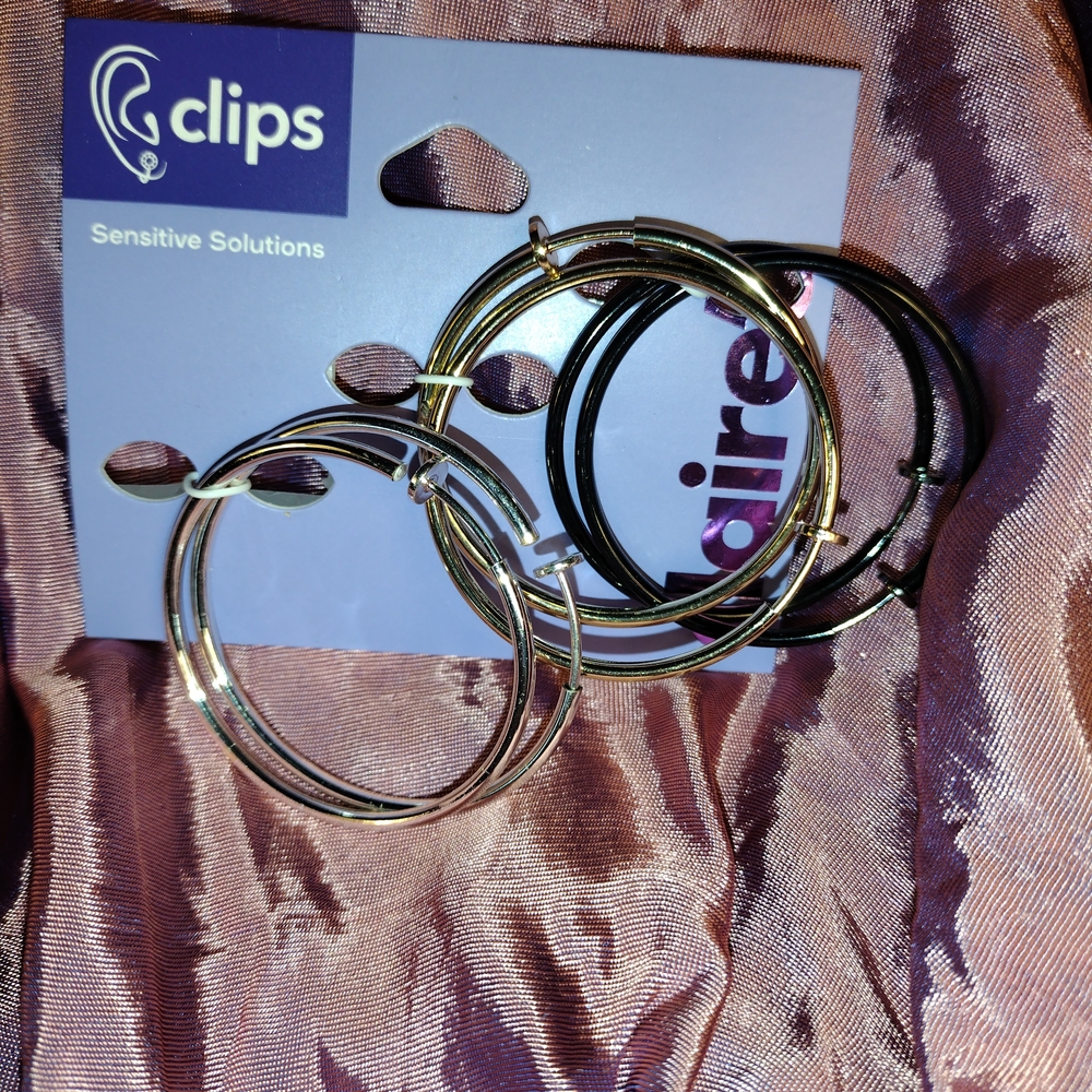 Claire's 3pack SensitiveSolutions Collection Metallic Hoop Clip On Earrings Set